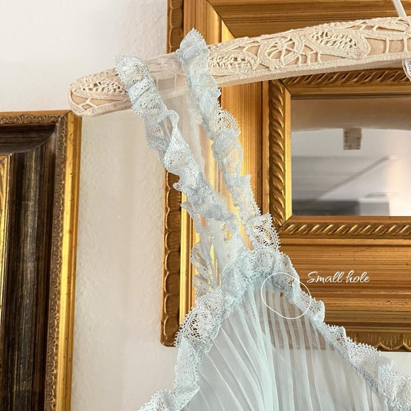 Mid Century Chiffon Peignoir Robe & Pleated Full Length Night Gown Set Vintage - Picture 7 of 10